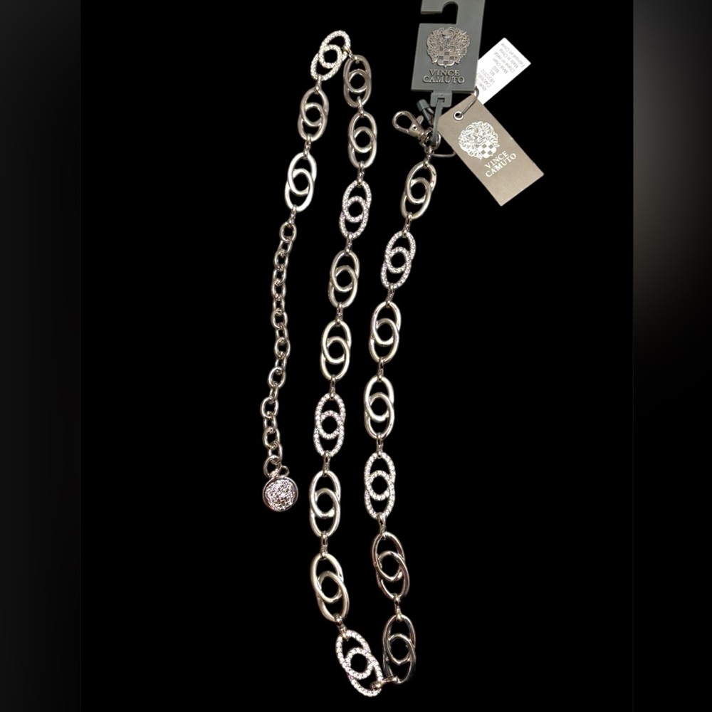 NWT•Vince Camuto Silver Rhinestone accent Chain Belt